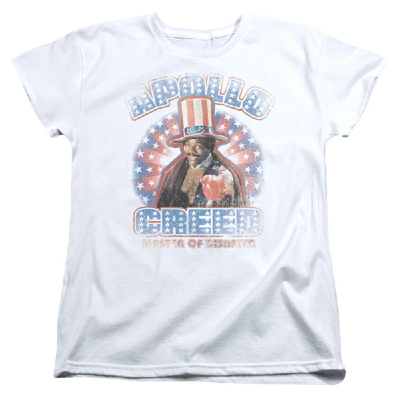 Fantastic Offers Rocky Womens T-Shirt Apollo Creed American White Tee