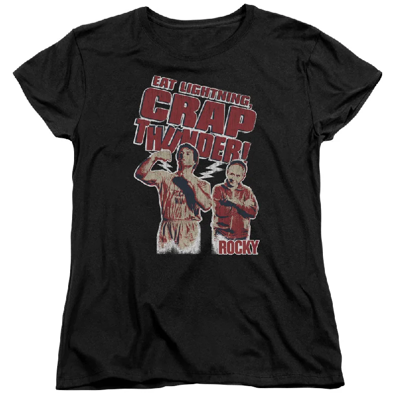 Factory Direct Sale Rocky Womens T-Shirt Eat Lightning Black Tee