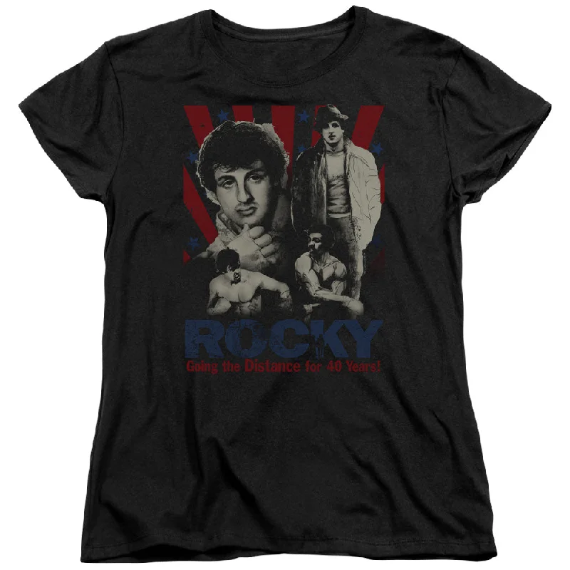 Price Rollback Rocky Womens T-Shirt Going the Distance Black Tee