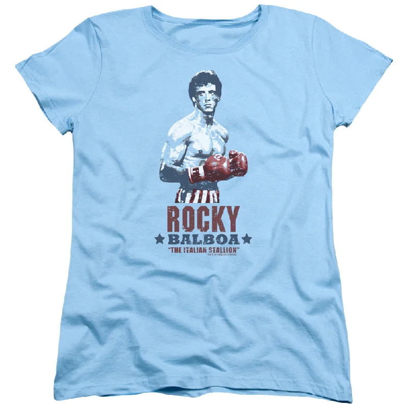 Super Sale Rocky Womens T-Shirt Italian Stallion Boxing Light Blue Tee