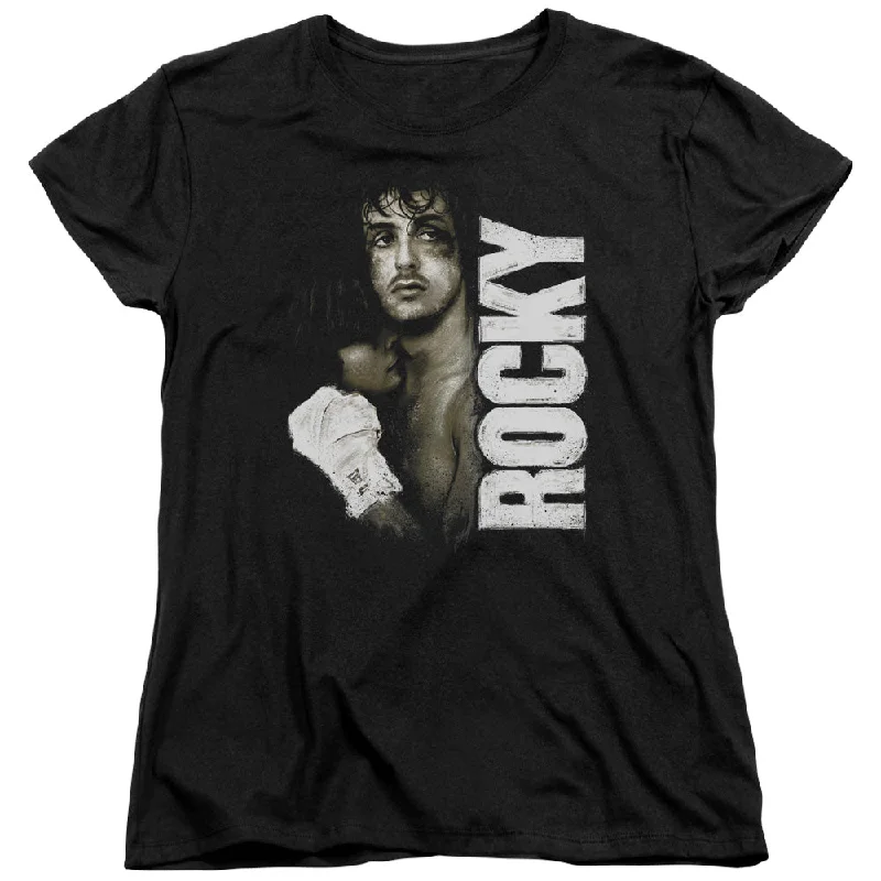 Must-Have Deals Rocky Womens T-Shirt Serious Portrait Black Tee