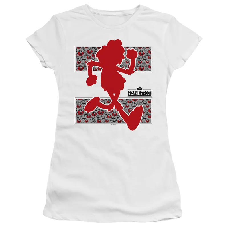 Stock Clearance Sesame Street Juniors Premium T-Shirt Elmo Runs White