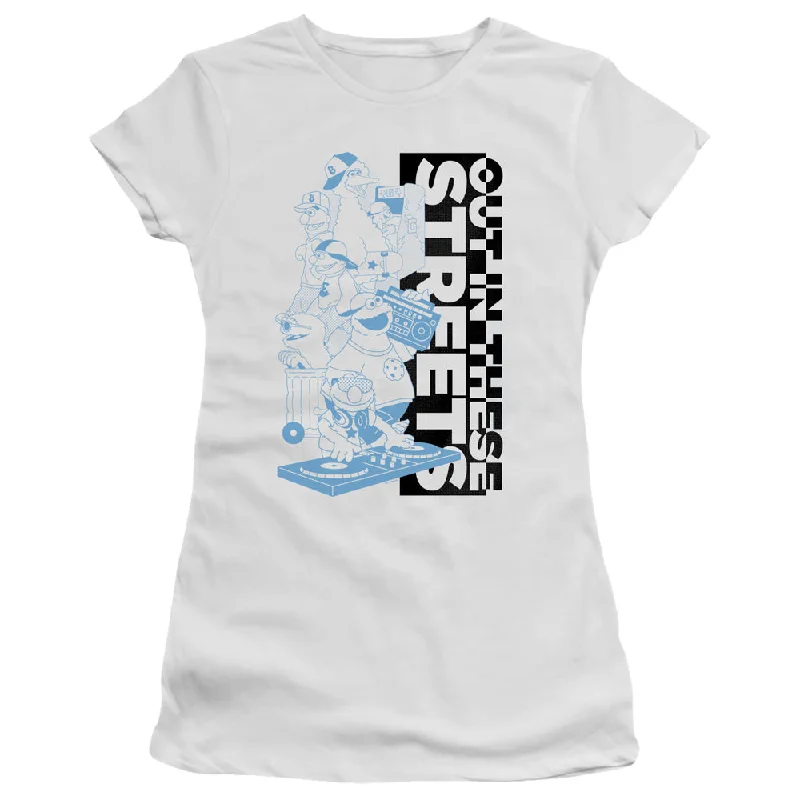 Low Prices Sesame Street Juniors T-Shirt Out in These Streets White Tee