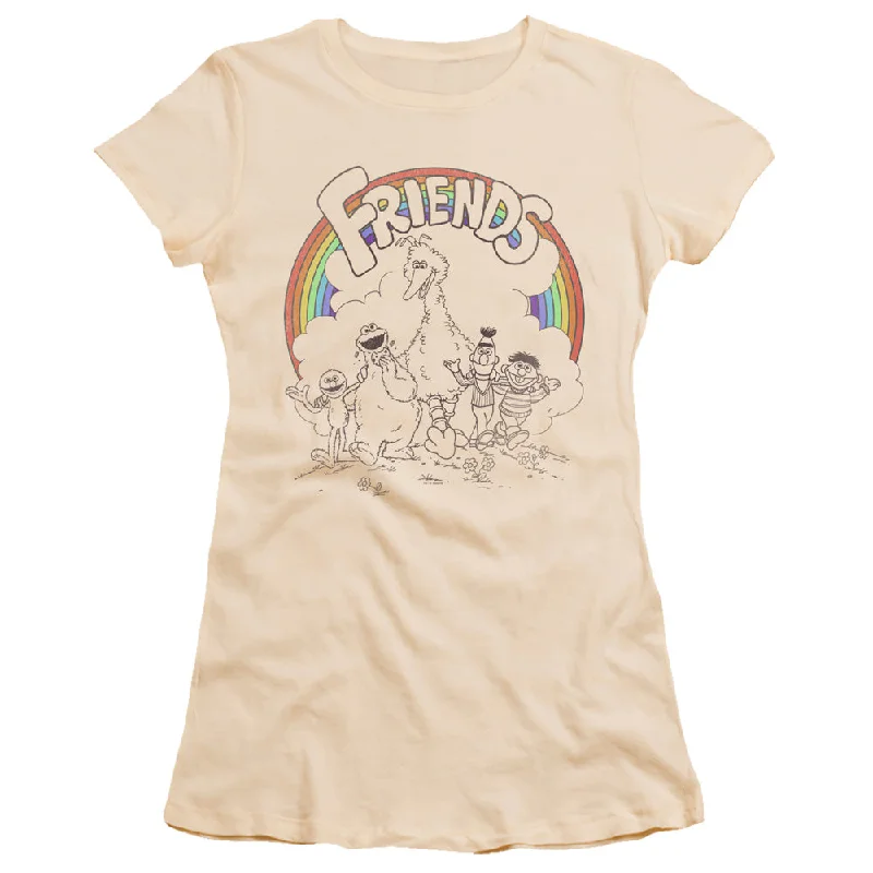Daily Deals Sesame Street Juniors T-Shirt Rainbow Friends Cream Tee