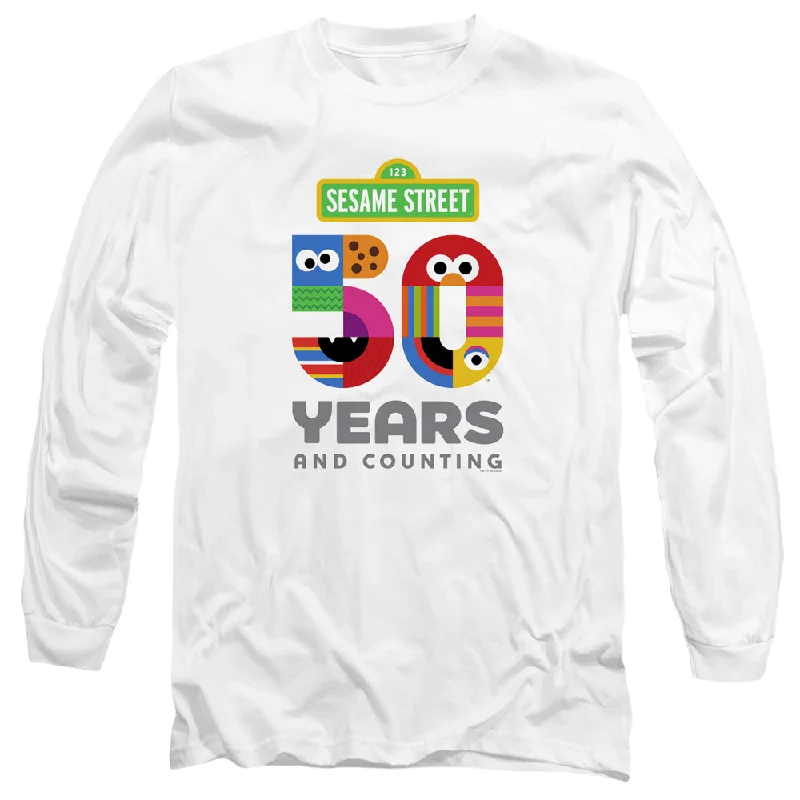 Early Access Sesame Street Long Sleeve T-Shirt 50th Anniversary Logo White Tee