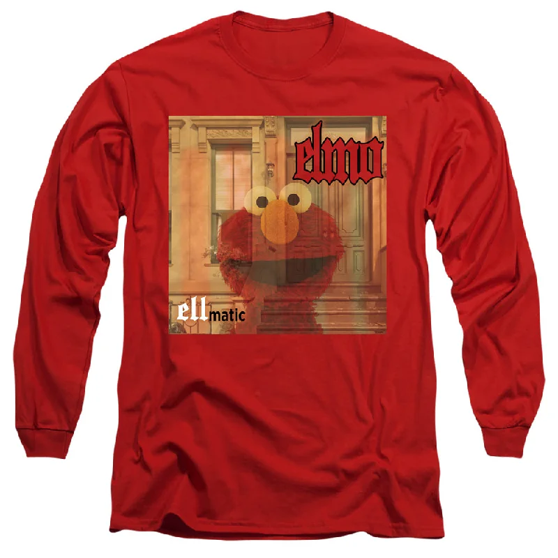 Clearance Sale Sesame Street Long Sleeve T-Shirt Elmo Ellmatic Red Tee