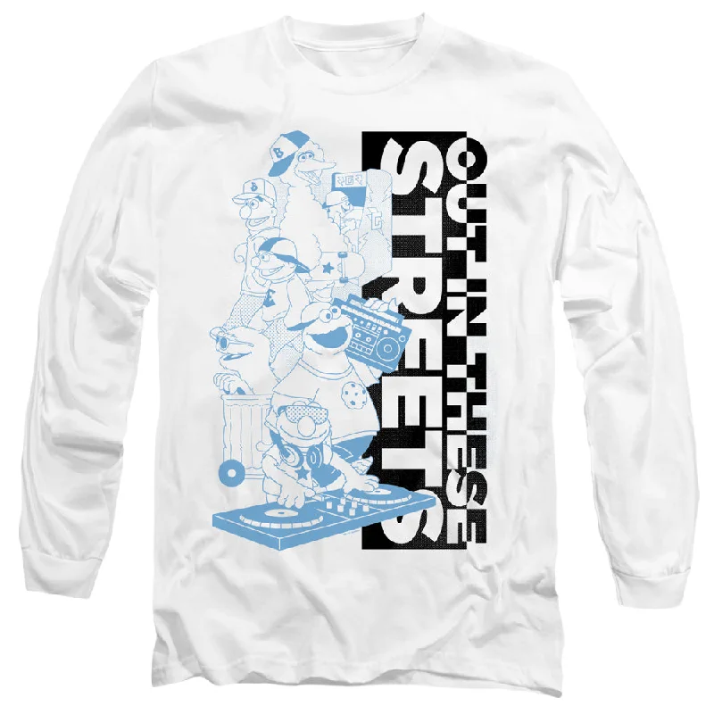 Fantastic Offers Sesame Street Long Sleeve T-Shirt Out in These Streets White Tee
