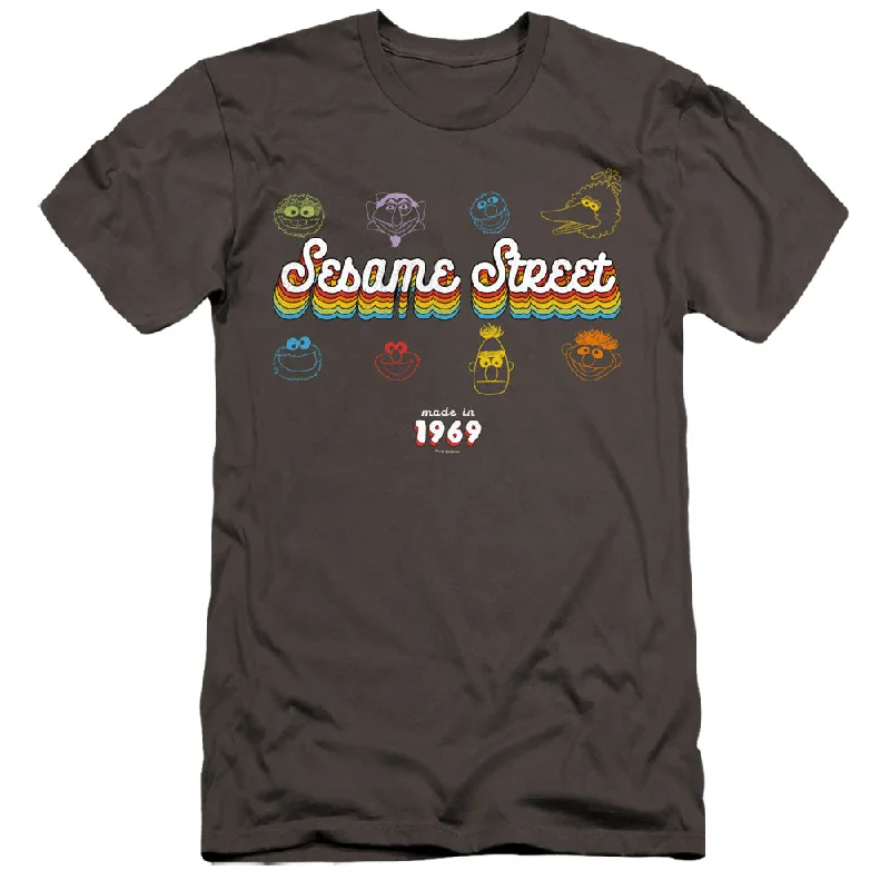 Markdowns Sesame Street Premium Canvas T-Shirt Made in 1969 Charcoal Tee