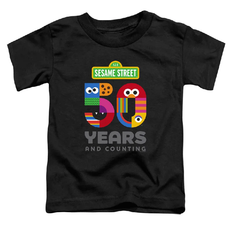 Price Rollback Sesame Street Toddler T-Shirt 50th Anniversary Logo Black Tee