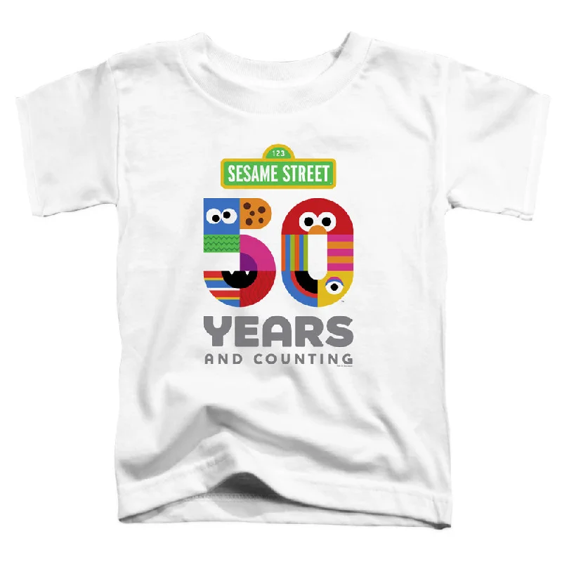 Final Clearance Sesame Street Toddler T-Shirt 50th Anniversary Logo White Tee