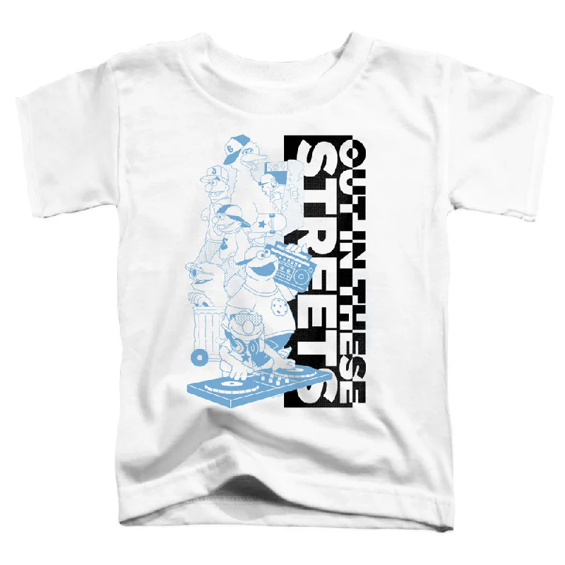Midnight Madness Sesame Street Toddler T-Shirt Out in These Streets White Tee