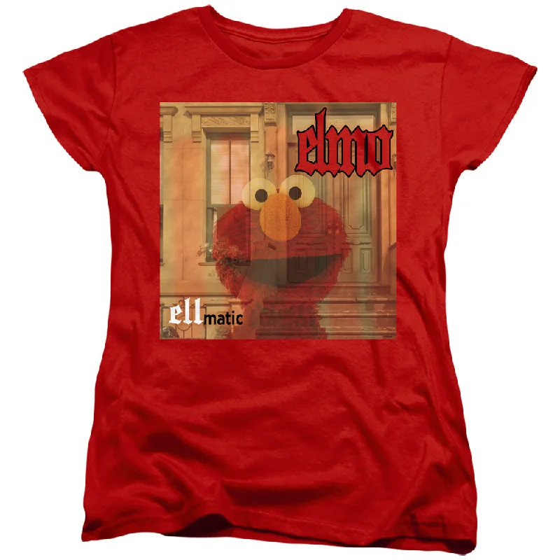 Hot Deal Sesame Street Womens T-Shirt Elmo Ellmatic Red Tee