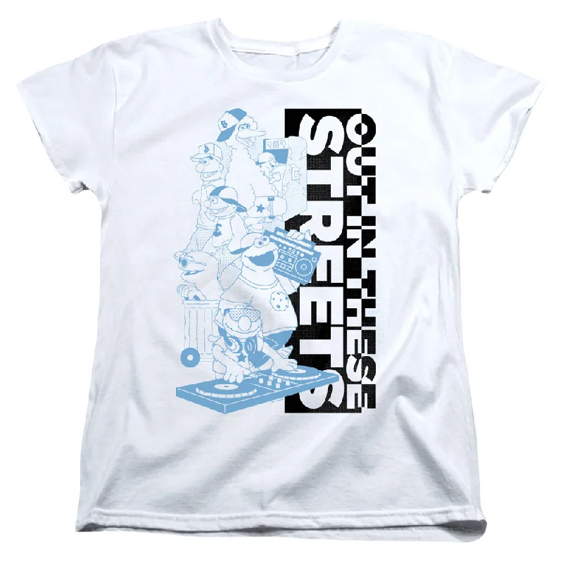Now or Never Sesame Street Womens T-Shirt Out in These Streets White Tee