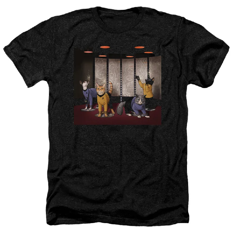 Markdown Madness Star Trek Heather T-Shirt Beam Meow Up Black Tee