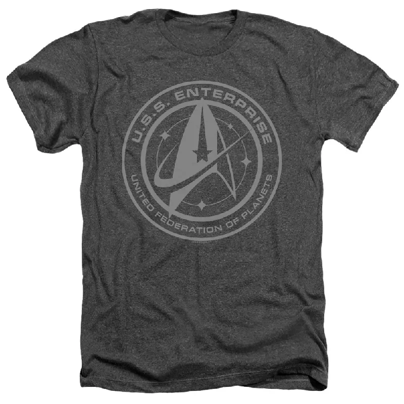 Exclusive Savings Star Trek Heather T-Shirt Enterprise Crest Charcoal Tee