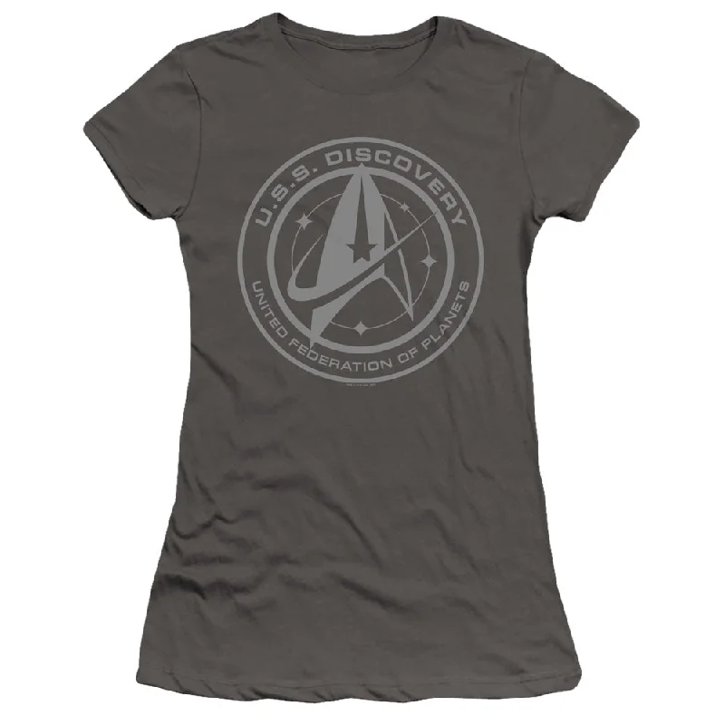 Unbeatable Prices Star Trek Juniors T-Shirt Discovery Crest Charcoal Premium Tee