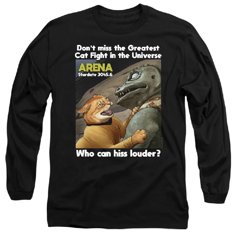 Deal Explosion Star Trek Long Sleeve T-Shirt Cat Fight Black Tee
