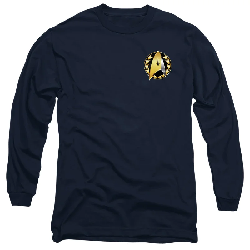 Final Clearance Star Trek Long Sleeve T-Shirt Discovery Admiral Badge Navy Tee