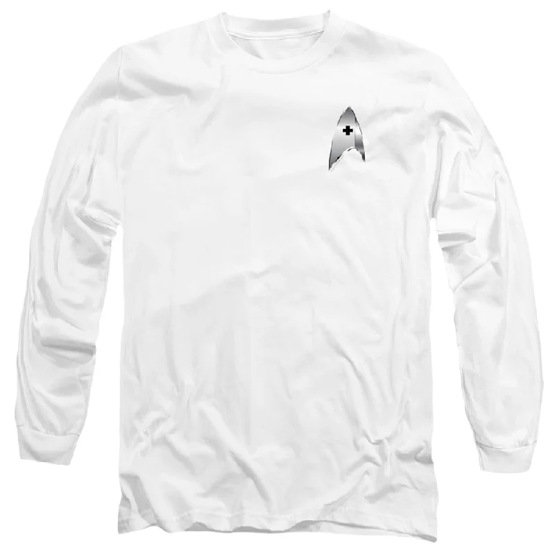 Crazy Deals Star Trek Long Sleeve T-Shirt Discovery Medical Badge White Tee