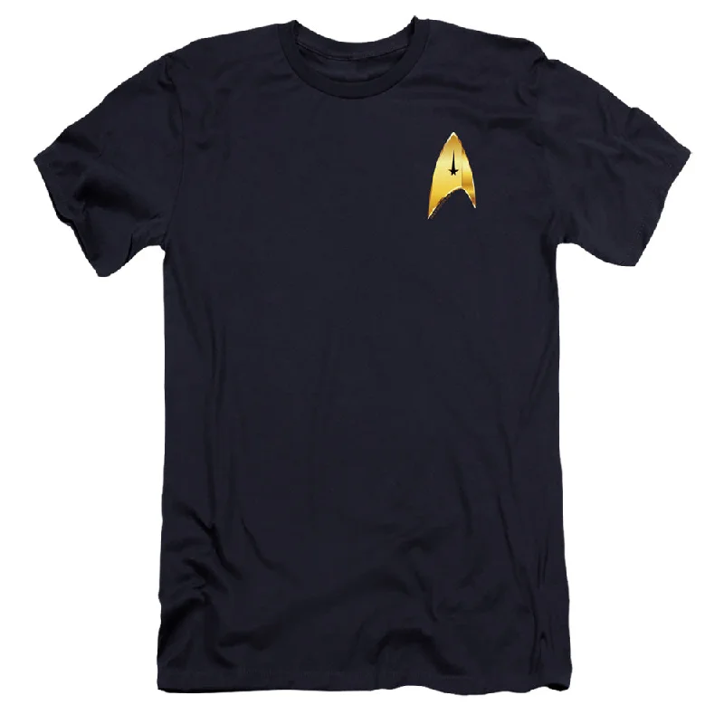 Closeout Sale Star Trek Premium Canvas T-Shirt Discovery Command Badge Navy Tee