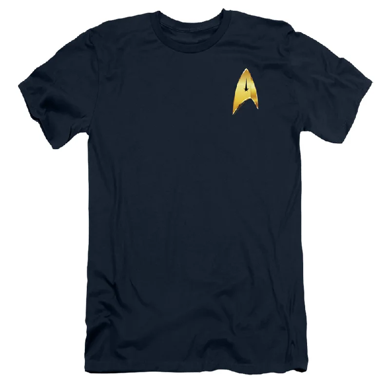 Deal Zone Star Trek Slim Fit T-Shirt Discovery Command Badge Navy Tee