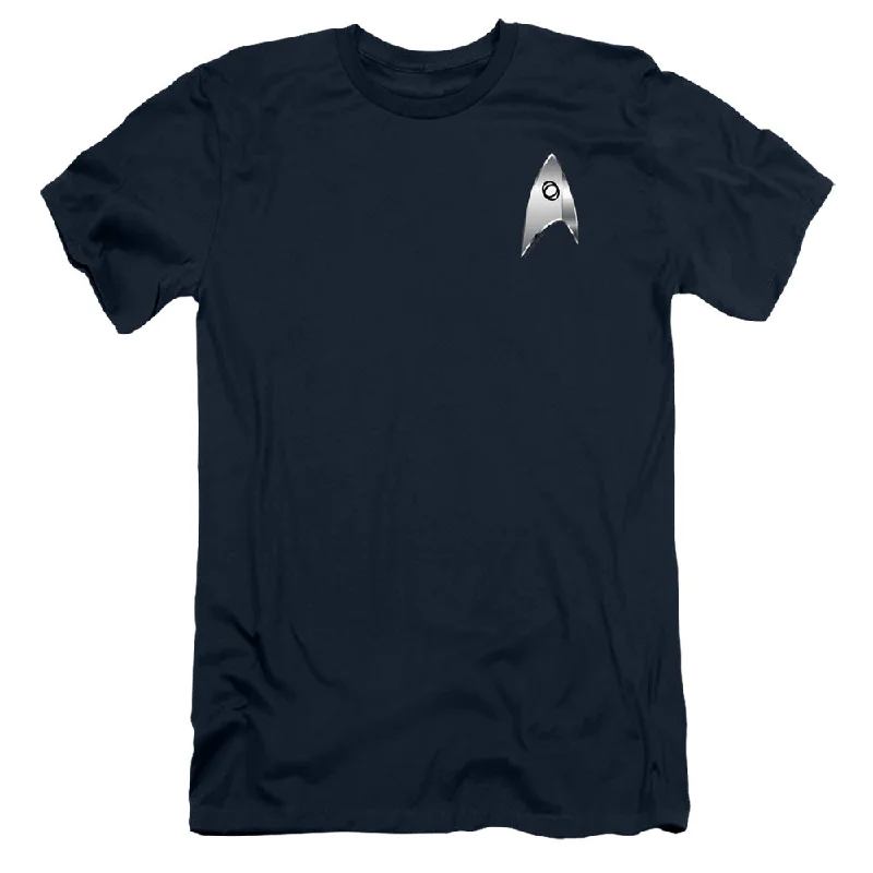 Price Buster Star Trek Slim Fit T-Shirt Discovery Science Badge Navy Tee