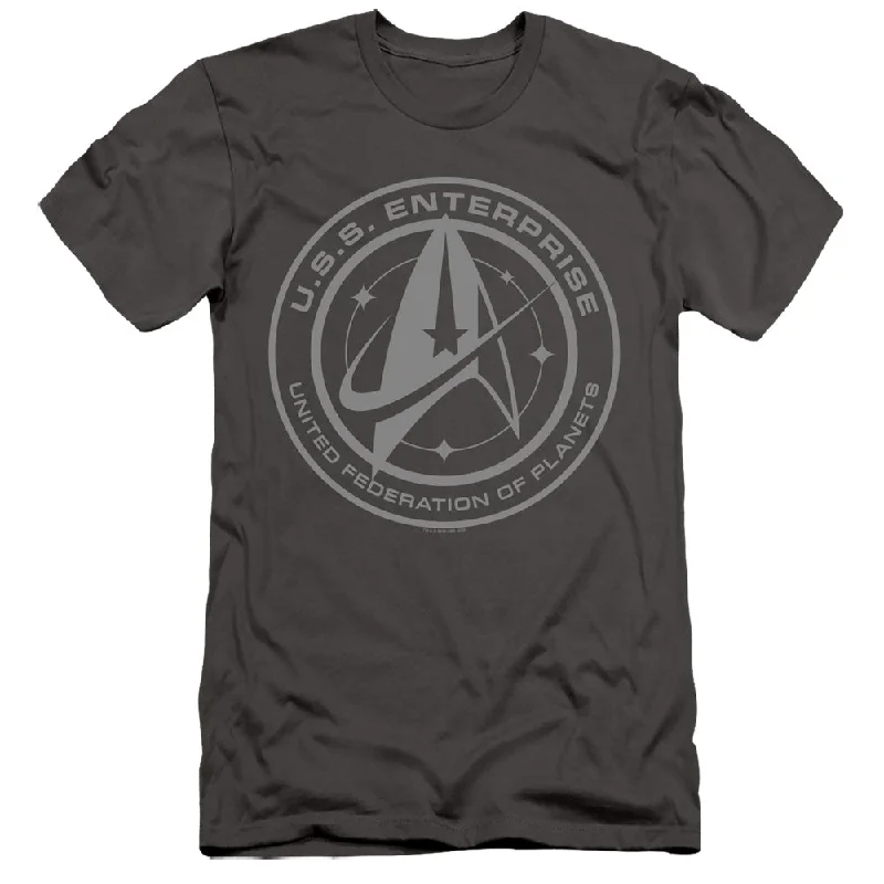 Low Prices Star Trek Slim Fit T-Shirt Enterprise Crest Charcoal Tee