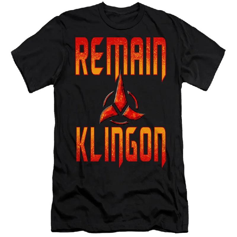 Best Bargains Star Trek Slim Fit T-Shirt Remain Klingon Black Tee