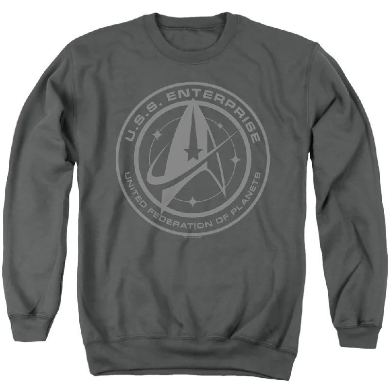 Buy Now Star Trek Sweatshirt Enterprise Crest Charcoal Pullover