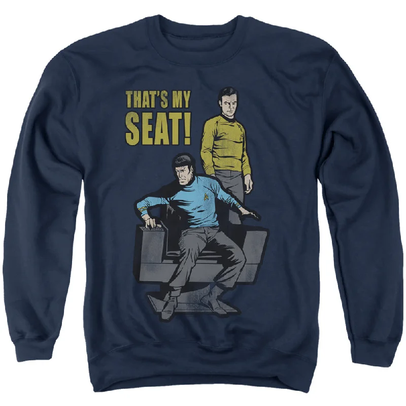 YEAR-End Sale Star Trek Sweatshirt Thats My Seat Navy Pullover