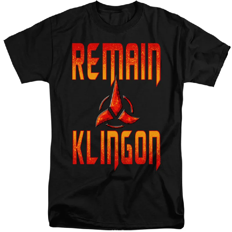Price Drop Star Trek Tall T-Shirt Remain Klingon Black Tee