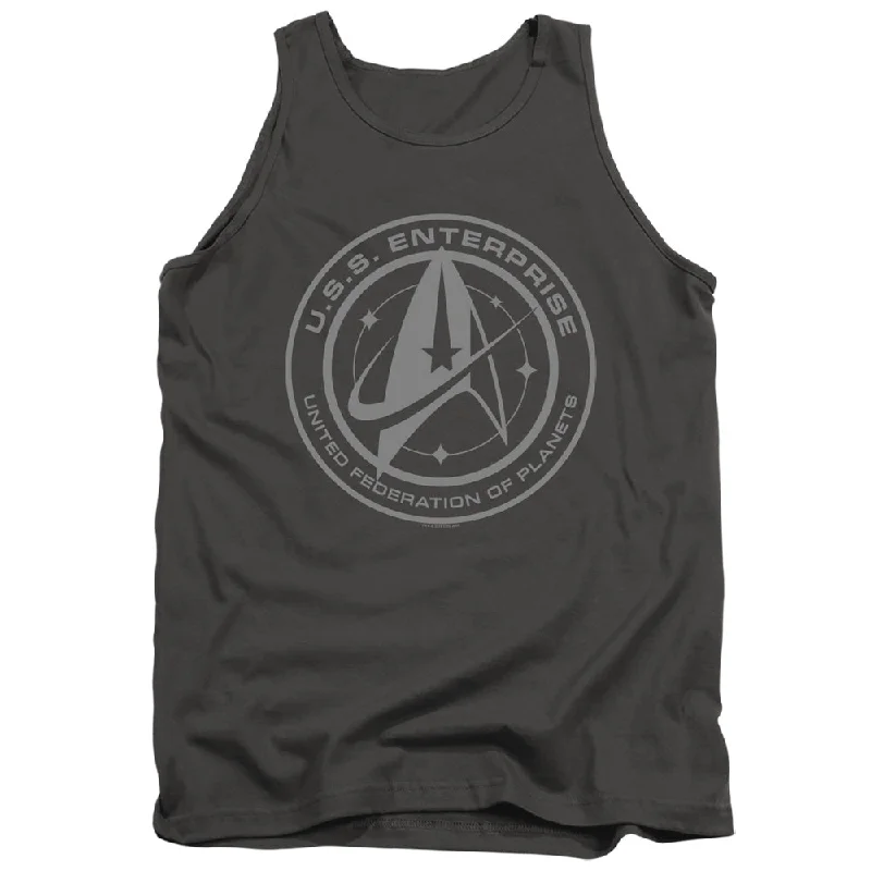 Instant Discount Star Trek Tanktop Enterprise Crest Charcoal Tank