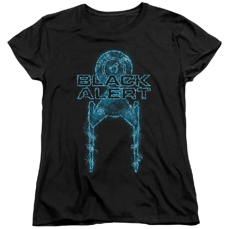 YEAR-End Clearance Star Trek Womens T-Shirt Black Alert Black Tee