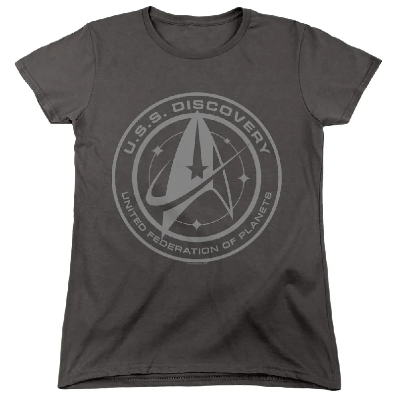 Value Deals Star Trek Womens T-Shirt Discovery Crest Charcoal Tee