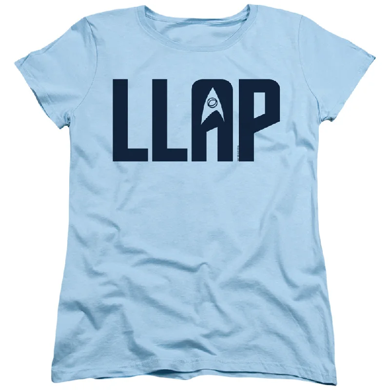 Referral Discount Star Trek Womens T-Shirt LLAP Light Blue Tee