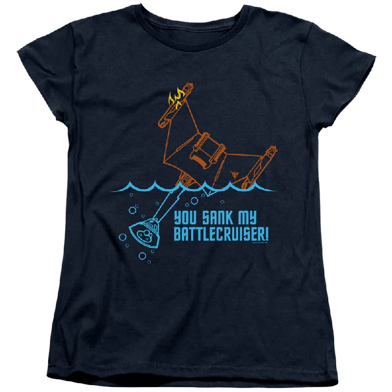 Midnight Sale Star Trek Womens T-Shirt Sank My Battlecruiser Navy Tee