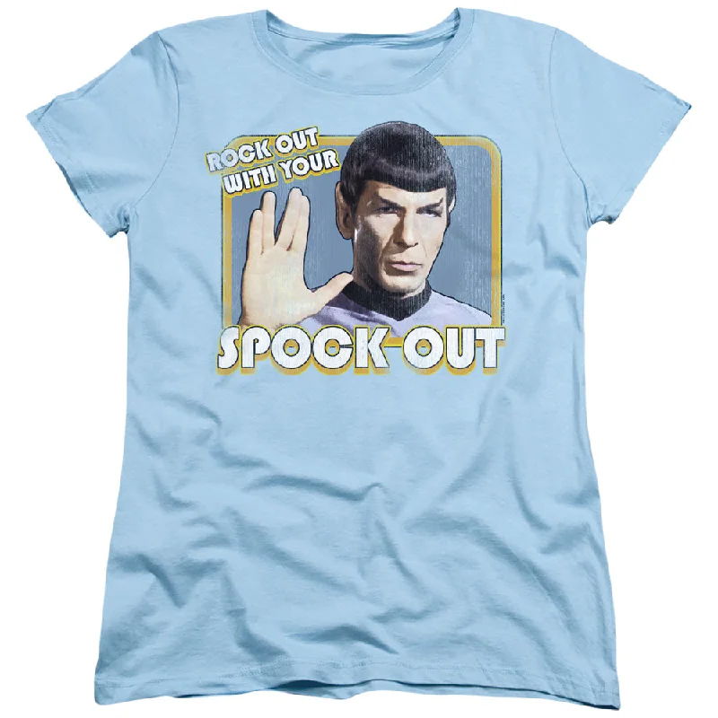 Exclusive Preview Star Trek Womens T-Shirt Spock Out Light Blue Tee