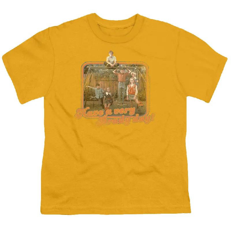 Super Sale The Brady Bunch Kids T-Shirt Have a Very Brady Day Gold Tee