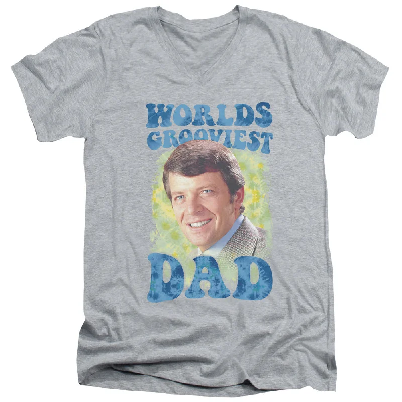 Special Offer The Brady Bunch Slim Fit V-Neck Worlds Grooviest Dad Heather