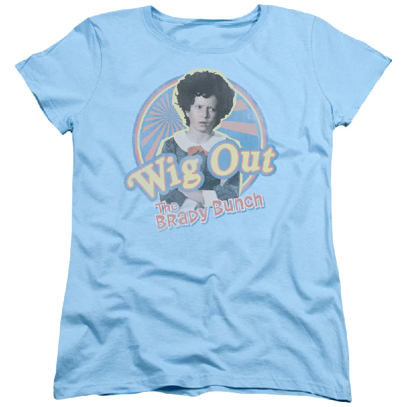 Limited Stock The Brady Bunch Womens T-Shirt Wig Out Light Blue Tee