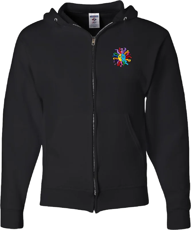 Last Chance Yoga Full Zip Hoodie Hippie Sun Patch Pocket Print