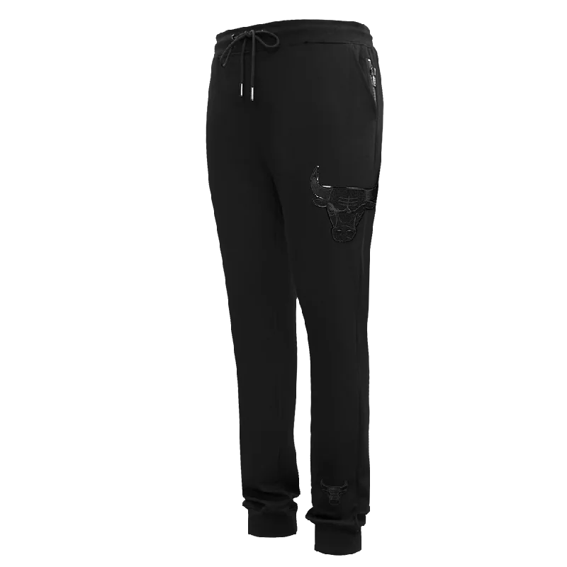 Grand Opening Sale NBA CHICAGO BULLS TRIPLE BLACK LOGO MEN'S JOGGER (BLACK)