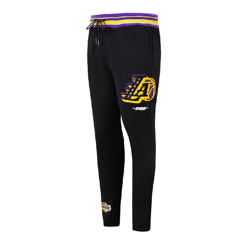 Price Cut NBA LOS ANGELES LAKERS MASHUP MEN'S RIB SWEATPANT (BLACK/PURPLE)