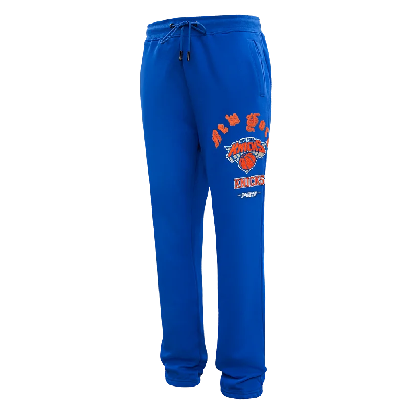 Loyalty Reward NBA NEW YORK KNICKS OLD ENGLISH MEN'S SWEATPANT (ROYAL BLUE)