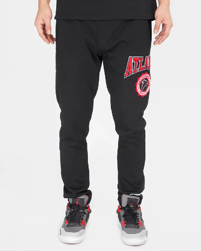 Overstock NFL ATLANTA FALCONS CREST EMBLEM MEN'S RIB SWEATPANT (BLACK/RED/BLACK)
