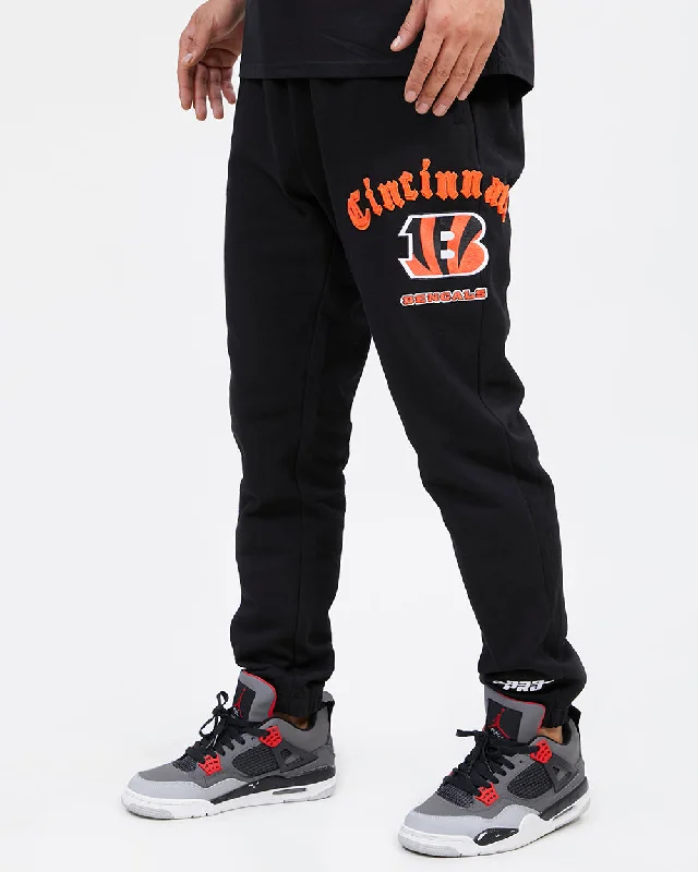Super Savings NFL CINCINNATI BENGALS OLD ENGLISH MEN'S SWEATPANT (BLACK)