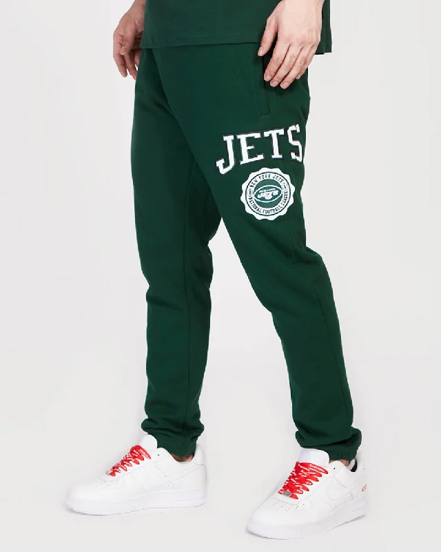 Price Reduction NFL NEW YORK JETS CREST EMBLEM MEN'S RIB SWEATPANT (FOREST GREEN)