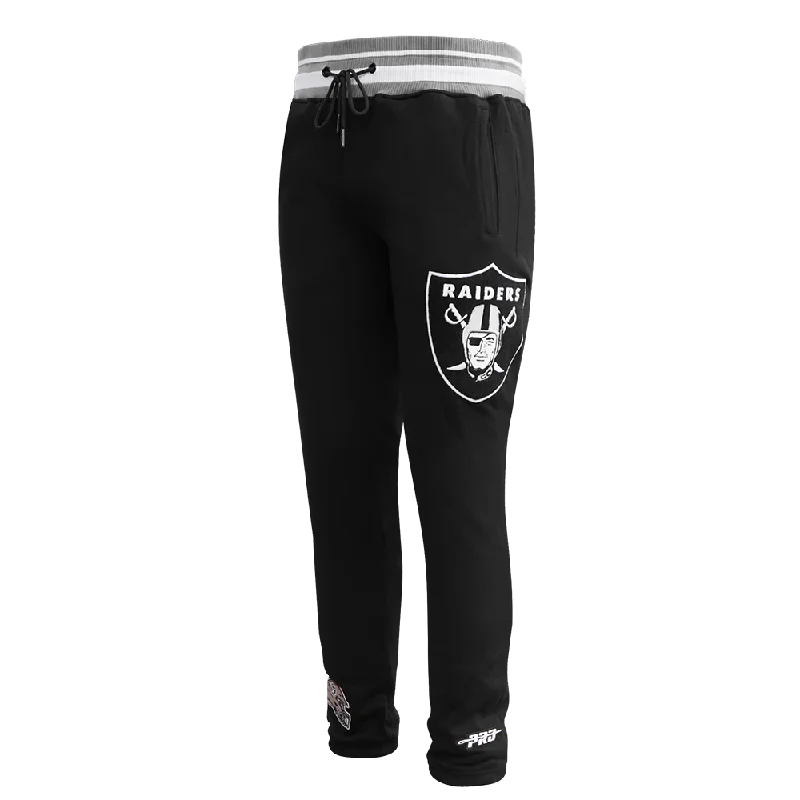 Deal Mania NFL LAS VEGAS RAIDERS MASHUP MEN'S RIB SWEATPANT (BLACK/GRAY)