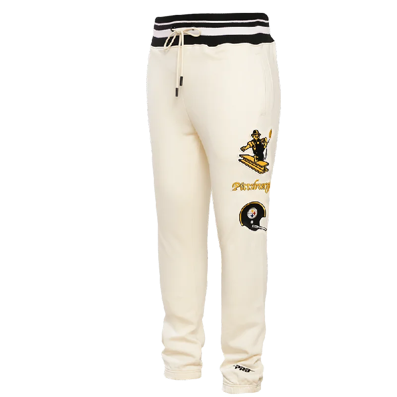 Super Savings NFL PITTSBURGH STEELERS RETRO CLASSIC MEN'S SWEATPANT (EGGSHELL/ BLACK) Super Savings NFL PITTSBURGH STEELERS RETRO CLASSIC MEN'S SWEATPANT (EGGSHELL/ BLACK)