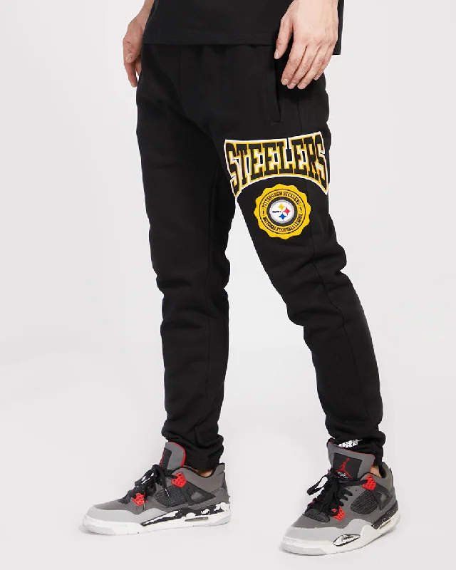 Price Fest NFL PITTSBURGH STEELERS CREST EMBLEM MEN'S RIB SWEATPANT (BLACK/YELLOW)